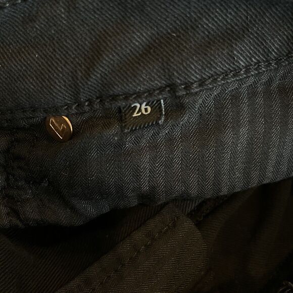 7 For All Mankind Dojo Ultra High-Rise Seamed DOJO Flare Jeans Black Sz 26 - Picture 7 of 9